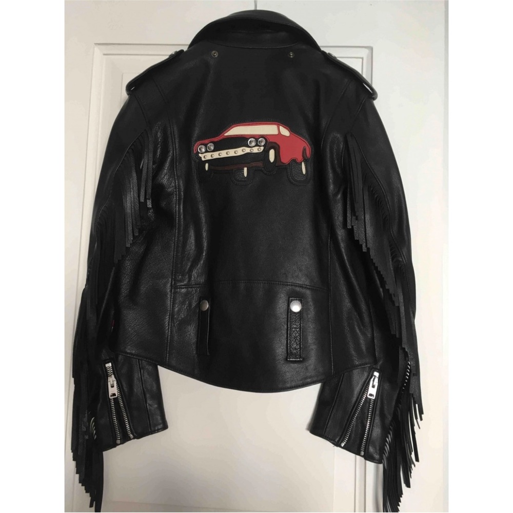 Coach Black Leather Moto Fringe Jacket - image 3